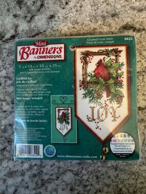 Dimensions Mini Banner Cardinal Joy Counted Cross Stitch Kit 8822 with Hanger an